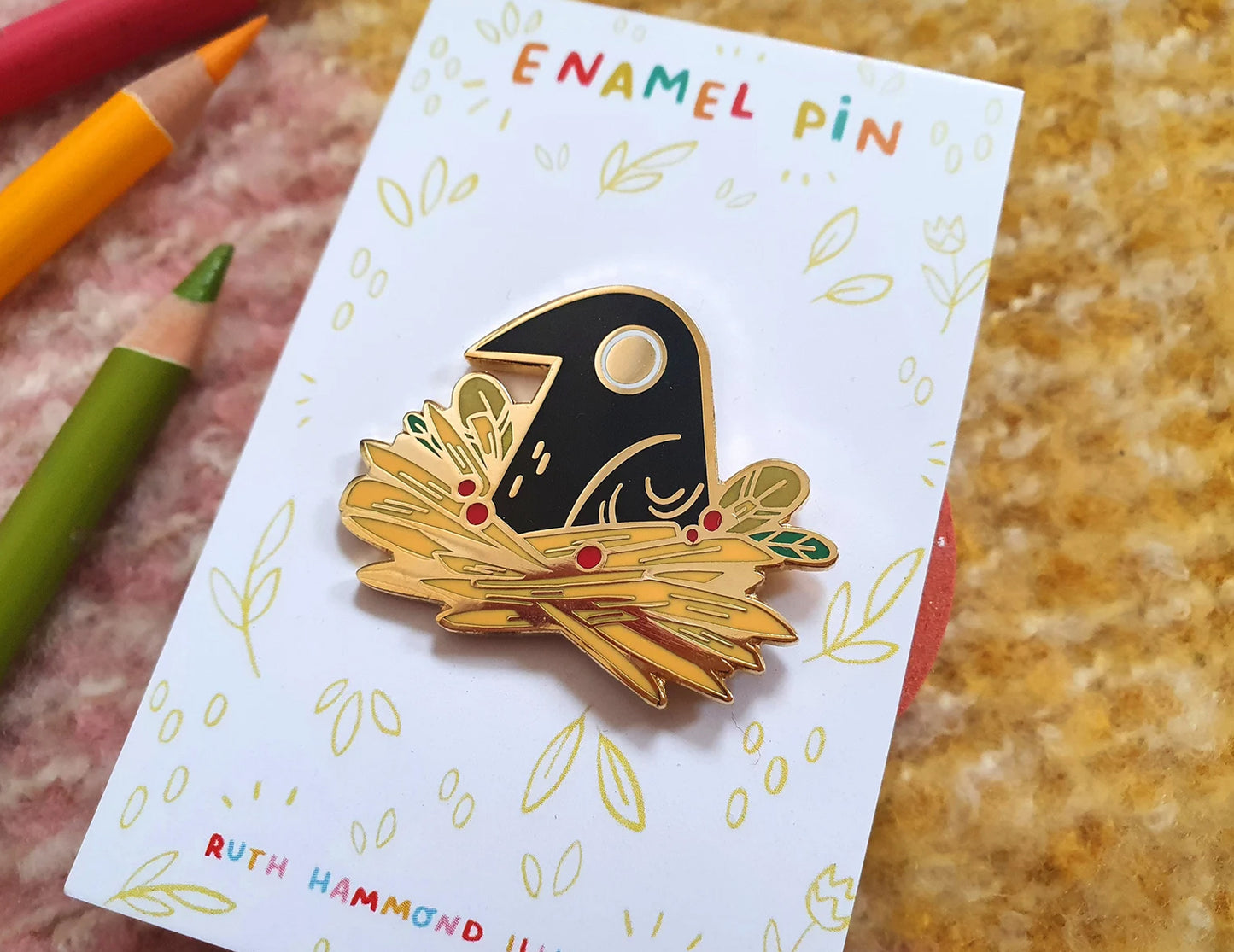 Little Raven enamel pin